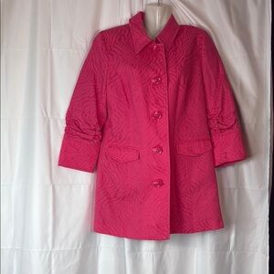 Vibrant Pink Trench Coat with Structured Shoulders